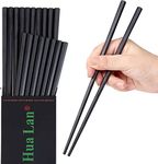 HuaLan Reusable Fiberglass Chopsticks Dishwasher-Safe Chopsticks Non-Slip Design Chop Sticks 9 1/2 Inches 10 Pairs, Black