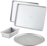 Anolon Pro-Bake Aluminized Steel Bakeware Set, Includes Cookie Pans, Loaf and Pizza Pan, 4 Piece - Silver