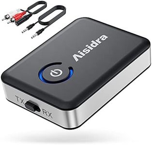 Aisidra Bluetooth Transmitter Receiver V5.0 Bluetooth Adapter for Audio, 2-in-1 Bluetooth AUX Adapter for TV/Car/PC/MP3 Player/Home Theater/Switch, Low Latency, Pairs 2 Devices Simultaneously