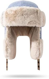 CLAPE Men's Trapper Hat with Faux Fur Windproof Trooper Cap Snow Eskimo Hat for Cold Weather Ushanka Russian Hats, Blue