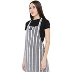 Encasa Homes Adjustable Kitchen Apron with Pockets and Towel Holder, 68 x 85 cm, Recycled Eco Friendly Cotton, for Home, Restaurant, Men and Women, Kitchen, Baking – Roma Grey Stripes, Roma Grey