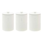 Blackmoor Callisto Ivory Tea, Coffee and Sugar Canisters Set for the Kitchen/Secure Lids for Freshness / 1.35L Capacity Containers Set/Ribbed Embossed Design