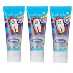 Brush-Baby - Natural Blueberry Kids Toothpaste 150ml (3 x 50ml Tubes) - for Ages 3+ - with Xylitol & Fluoride - Strong Teeth, Healthy Gums & Fresh Breath - Gentle Vegan Formula, Safe if Swallowed