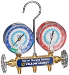 Yellow Jacket 42005 Manifold with 3-1/8" Color-Coded Gauges, psi, R-22/134A/404A (Clamshell) (Hoses not included)