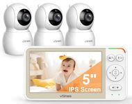 VTimes Baby Monitor 3 Cameras, 5'' Screen Video Baby Monitor No WiFi, Remote Pan-Tilt-Zoom VOX, Two-Way Talk, Infrared Night Vision, Temperature Display, Alarm 8 Lullabies 1000ft