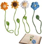 BDSHUNBF 4 PCS Crochet Bookmark, Handmade Bookmark, Flower Bookmark, Bookmarks for Women, Embroidered Bookmarks, Gift for Women, Book Lovers, Teachers, Readers