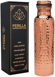 Perilla Home Pure Copper Water Bottle 34 Oz Leak Proof 100% Pure - Ayurvedic Copper Vessel - Drink More Water And Enjoy The Health Benefits Immediately - For Gym, Yoga Bottle (Hammered)