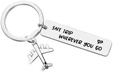 Wherever You Go Keychain Traveling Keychain Airplane Fly Safe Key Ring Flight Attendants Gift Pilot Jewelry Aviation Graduation Gift Birthday Christmas Gift for Travelers