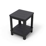 Ketec Keter Side Table with Two Tiers and Easy Assembly Perfect for Outdoor Fire Pit Seating, Small, Graphite (Adirondack Deluxe Patio)