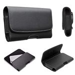 Realtech Leather Anti Theft Cellphone Belt Loop Holster Magnetic Cover for 6.8 Inch Smartphone - Black