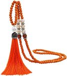 COLORFUL BLING Handmade Multicolor Long Tassel Fringe Pendant Necklace Turquoise Pearl Crystal Mala Beads Necklace for Women Ethnic Boho Prayer Jewelry orange
