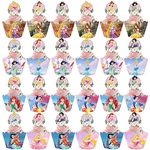 Norinoya 24 Set Princess Cupcake Toppers and Wrappers for Girls Birthday Party Decorations,Perfect for Baby Shower Children's Day Party Supplies