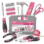 Hi-Spec 42pc Pink Household DIY Tool Set for Women. Home, Office and College Dorm Small Tool Kit of Starter Basic Ladies Tools