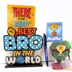 Raksha Bandhan Combo Gift for Brother from Sister Best Bro in The World Wood Cutout Brother Greeting Card Best Brother Rakhi Fridge Magnet with Roli Chawal Pen Birthday Gift for Brother Rakhi Gift Set