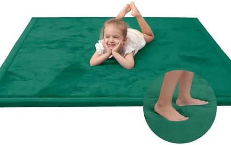Baby Play Mat for Floor,1.3" Thick Memory foam Tummy Time Mat for Toddlers,Infants,kids,Water-Repellent Soft Nursery Rug ,79"×118" Extra Large Non Slip for Crawling&Yoga,Tatami Style for Living Room(Dark Green)