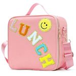 LOKFAR Insulated Lunch Bag Women Lunch Box Kids for Teen Girls Boys, Cute Preppy Lunch Boxes With Adjustable Shoulder Strap, Waterproof Nylon Lunchbox Lunch Bags for School Work Picnic (Light Pink)