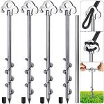 SELEWARE Heavy Duty Ground Anchors Tent Stakes Set of 4 Camping Stakes Trampoline Anchors Dog Tie Out Stakes, Twist Rod Included