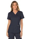 Cherokee Mock Wrap Scrubs for Women Workwear Revolution, Soft Stretch, Easy Care WW610, Pewter, Medium