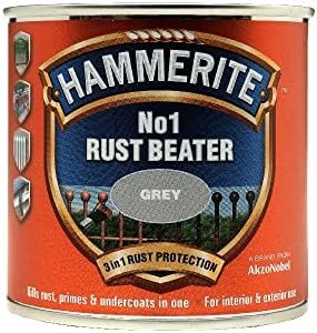Hammerite No 1 Rust Beater, Rust Remover for Metal. Rust Converter Metal Paint, with Metal Filler Primer and Undercoat, Grey Metal Paint for Interior and Exterior - 250ml