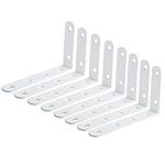 Mooche 8PCS White Shelf Brackets 120mm, Metal L Bracket for Shelves, Wall Mounted Shelf Supports Brace Heavy Duty for Living Room Kitchen Office