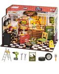 Rolife DIY Miniature House Kit Garage Workshop, Build 1/20 Mini House Building Kit with LED Craft Kits for Aduls Gifts for Him Her Kids