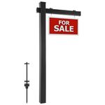 S AFSTAR 6FT Real Estate Sign Post, UPVC Realtor Yard Sign Post w/Steel Stake for Garage Sale, Rent, Open House, Estate Sale, Commercial Grade Yard Sign Holder, 36" Arm Holds Up to 24" Sign (No Sign)