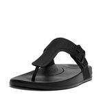 Fitflop Women's iQUSHION Adjustable Buckle FLIP-Flops Flat Sandal, All Black, 6 UK