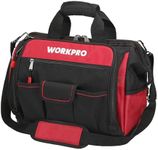 WORKPRO 16-Inch Tool Bag, Heavy Duty Tool Storage Organizer with Waterproof Hard Base, Wide Mouth Open Large Capacity, 39 Pockets with Elastic and Hook, Perfect for Tradesman, Electrician, Repairman