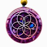 Orgone Necklace Seed of Life Healing Crystals Protection SBB Coil Copper Stone, Orgonite Pendant Amethyst Moonstone Rose Quartz, Yoga, Reiki, Handmade, Amulet Arte Orgones Design