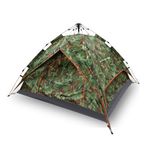 STRAUSS Portable Tent For Camping |5-10 Minutes Easy Setup| Ideal For Picnic, Hiking, Trekking|Waterproof and Windproof Tent for Camping |Superior Air Ventilation |Ideal For 4 Persons,(Military Color)