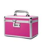 HEWEI WORKS Combination Locking Medication Box with Portable Storage Case, 10.2''x 6.8''x 6.8'', Childproof Medicine Lock Organizer, Lockable Box for Documents & Valuables (Pink/Small)