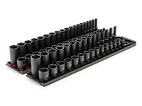 TEKTON 3/8 Inch Drive 6-Point Impact Socket Set with Rails, 68-Piece (1/4-1 in., 6-24 mm) | SID91218