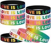 (12-pack) Love is Love Silicone Wristband Bracelet, Rainbow Engraved Bracelets, Love is Patient Love is Kind, Couples Bracelets, LGTBQ, Gay Pride Jewelry, Gifts for Women Men