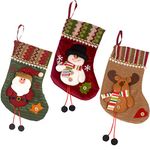 Set of 3 Styles 11" Christmas Tree Hanging Xmas Decoration Sock Santa Claus Snowman Stocking Gift