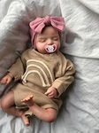 TERABITHIA 19 Inches Real Baby Size Rooted Eyelashes Sleeping Lifelike Reborn Baby Doll with Painted Hair Realistic Newborn Premie Dolls Look Real, A Moment in My Arms, Forever in My Heart