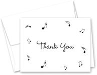 50 Music Notes Thank You Cards (Bla