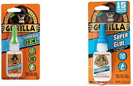 Gorilla Glue Super Glue Gel, Fast-Setting, Thicker Controlled Formula, GG41008 & Glue Super Glue Liquid, Fast-Setting, Versatile Cyanoacrylate Glue, Anti-Clog Cap, Flow Control Formula, Clear, GG41004