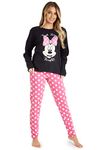 Disney Stitch Womens Pyjamas Set Nightwear Eeyore Minnie Mouse Long PJs Lounge Wear Women Teenagers S-2XL Stitch Gifts (Black/Pink Minnie, M)