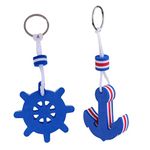 2x Boating Sailing Water Sport Floating Key Chain Key Anchor And Rudder