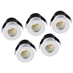 Elitlife 5-Pack Mini Small Recessed Spotlights,3W Warm White Aluminium Mini Spot Downlight with Transformer LED Recessed Ceiling Lights Downlights for Living Room Cabinet etc