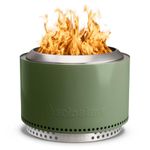 Solo Stove Yukon 2.0 with Stand, Smokeless Fire Pit | Portable Wood Burning Fireplace with Removable Ash Pan, Large Outdoor Firepit, Stainless Steel, 68,5 x 50,5 cm, 20 kg, Color: Olive