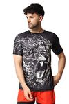 YELLOW TREE Black Lion Teeth 3D Printed Men Polyester T- Shirt (BlackLionTeeth-030-L)