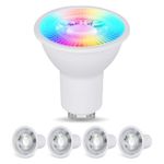 YAYZA! GU10 LED Colour Changing Bulbs 5W Dimmable, GU10 RGB LED Spots Warm White 3000K, Coloured LED Spotlights, 12 Colors, 5 Models, Timer, Smart Bulbs with Remote Control, 4 Pack