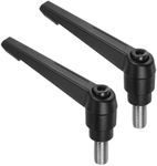 uxcell 2pcs Clamping Lever Handles, M12 x 25mm 304 Stainless Steel Threaded Male Stud, Adjustable Handles Locking Quick Release Ratchet Push Button Bolt Knobs, Black