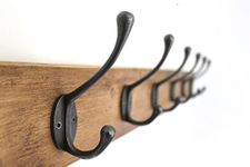 Antique Wooden Coat Rack Vintage Reclaimed Handmade Cast Iron Hook Coat Hooks 5 Hooks (60cms)