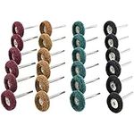 40 PCS 25 mm Abrasive Buffing Wheel, Polishing Accessories for Dremel Rotary Tools - Brown 80Grit /Green 150Grit /Red 240Grit /Black 300Grit, Scouring pad and Metal Shank