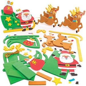 Baker Ross Kits de Rennes et de traîneaux (Paquet de 2) - Kits créatifs de Noël pour Enfants, Doré