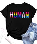 MEESHEEP Pride Shirts Women Gay Pride Tshirt Human Rainbow LGBT Short Sleeve Summer Tee Top