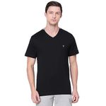 Van Heusen Men Athleisure Smart Tech Regular Fit T-Shirt - Easy Stain Release, Anti Stat, Ultra Soft_60001_Black_Large