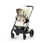 Cybex Balios S Lux 2 Stroller Front Facing or Parent Facing Seat with All-Terrain Wheels and Front Wheel Suspension, One-Pull Harness, One-Hand Fold, Extra Large Storage Basket - Taupe Frame and Seashell Beige Seat